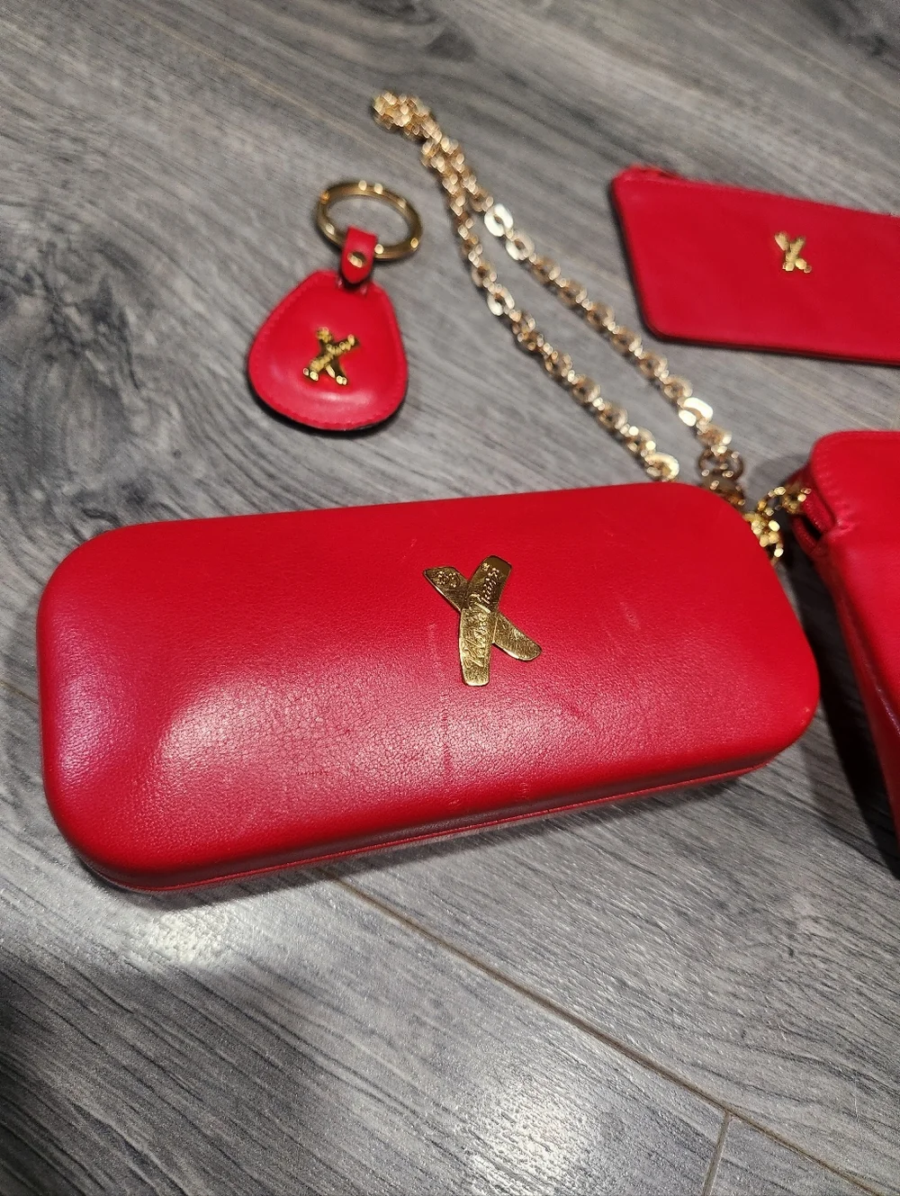 RARE Red Vintage Paloma   Picasso Lamb Leather 4PC Set - Picture 5 of 10